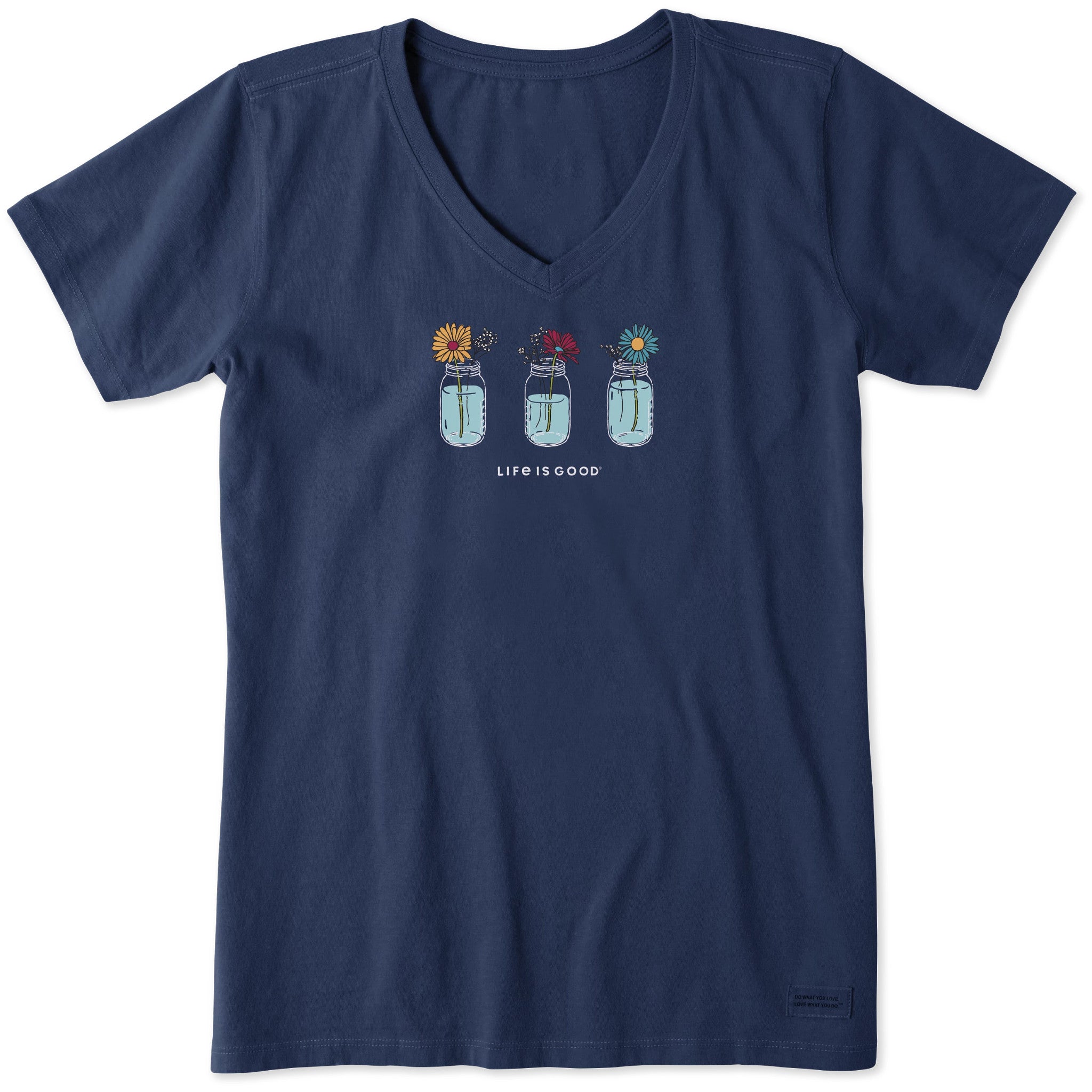Women's Floral Jars Short Sleeve Crusher Vee