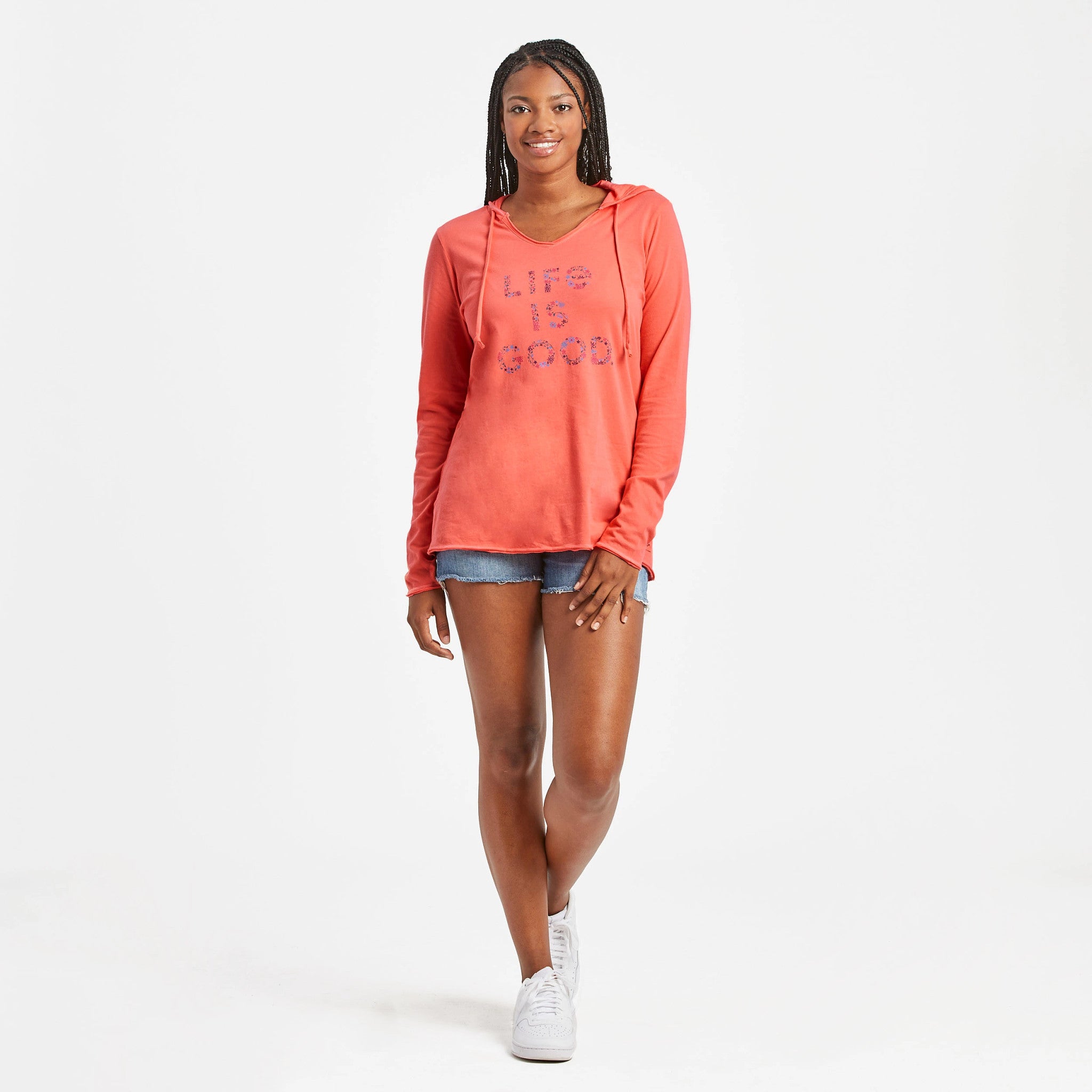 Women's LIG Floral Stack Long Sleeve Crusher-LITE Hooded Tee